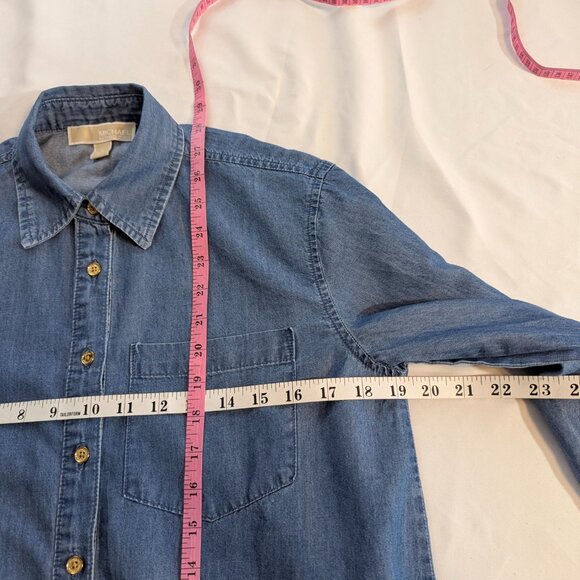 Michael Kors Size Small Denim Button Down - Picture 3 of 11